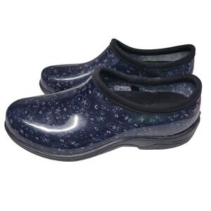 Groundwork Womens Blue Paisley Garden Clog Shoes Size 6M Slip On Waterproof